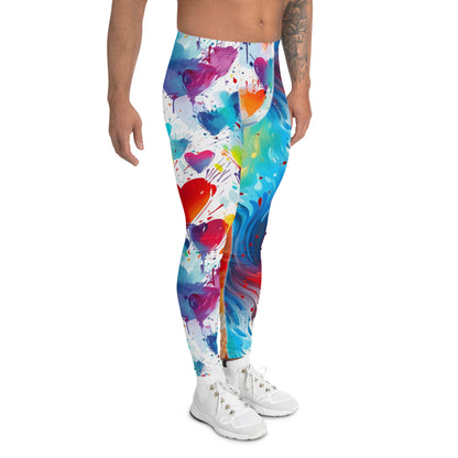 Valentines Day Hearts, Leggings for Men - Colorful Leggings, Valentines Day Gifts, Holiday Leggings, Yoga Leggings