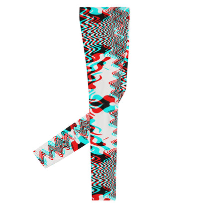 Men's all-over print leggings with white background, left-side view alternate angle.