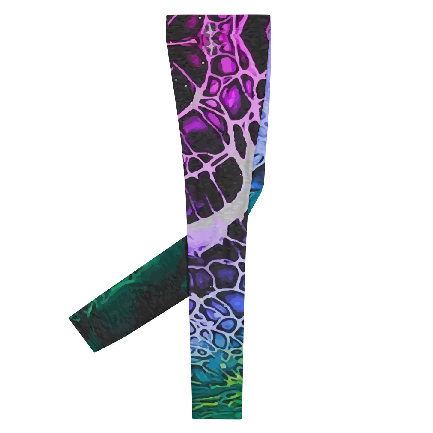 Men's Leggings, Green, Purple, Ecstatic Dance, Festival, Rave, Gym, Workout, Trippy Leggings, Wrestling Tights, Yoga