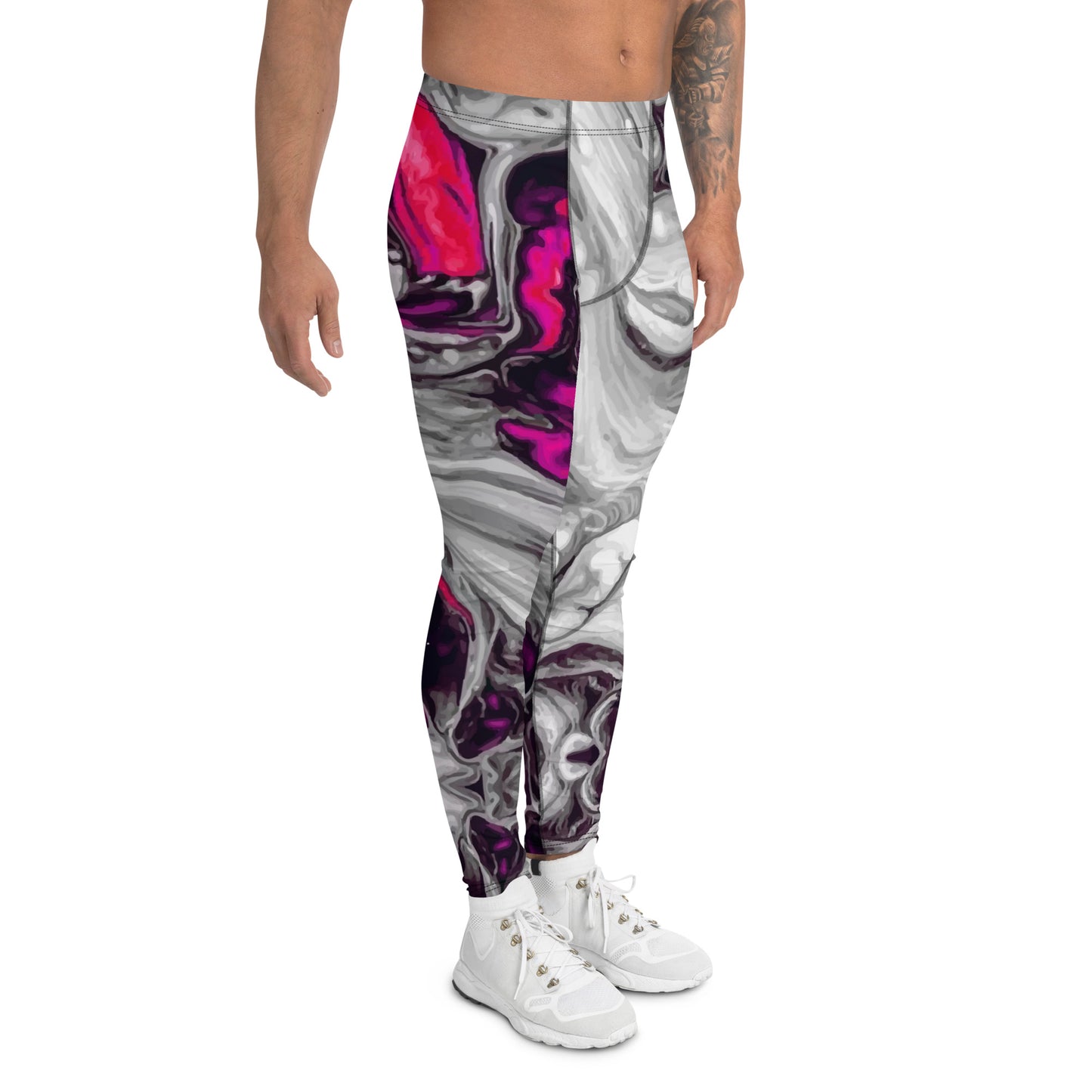 Men's Leggings, Lava, Pink, Grey