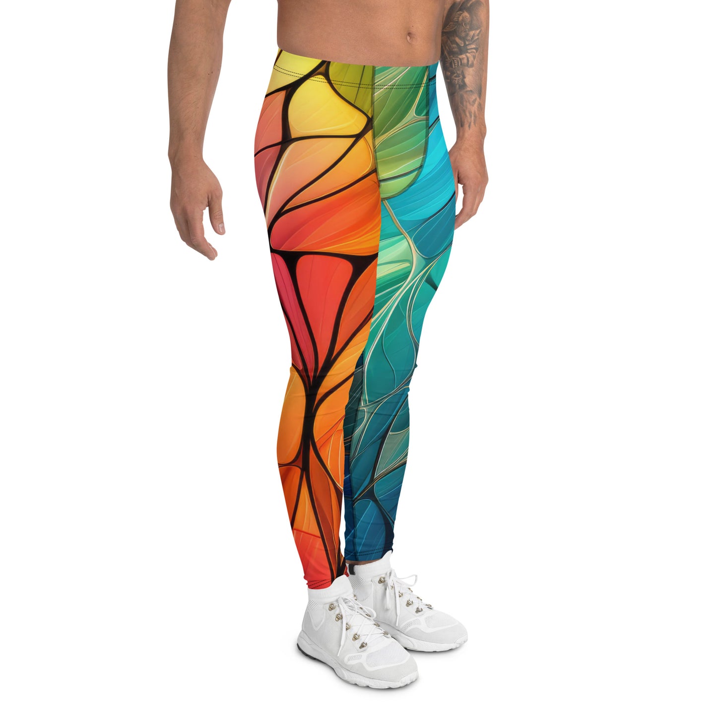 Men's Leggings, Abstract, Stained Glass