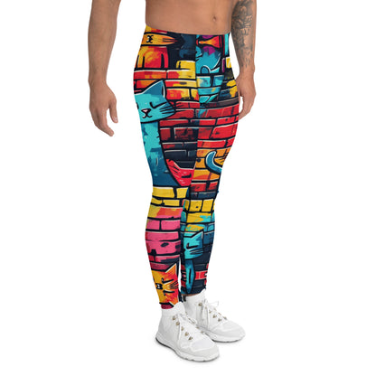 Men's Leggings, cats, bricks, urban