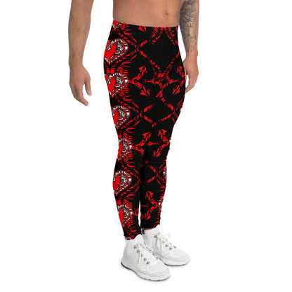 Men's Leggings, Hearts, Arrows, Red, Black, White